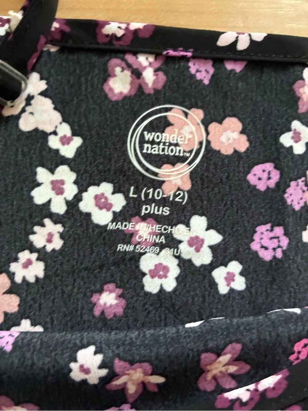 wonder nation Black Floral Slip Dress with Pink & White Blossoms